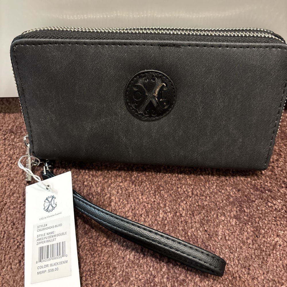 Christian LaCroix Black Zip-Around Wallet